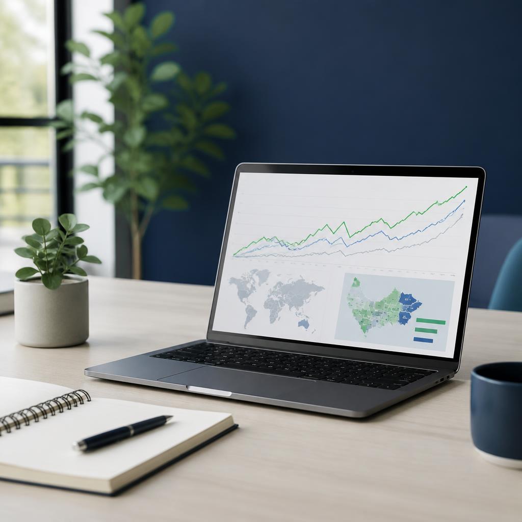 Ordinateur affichant une évolution de recherche pour aider une entreprise à analyser son marché